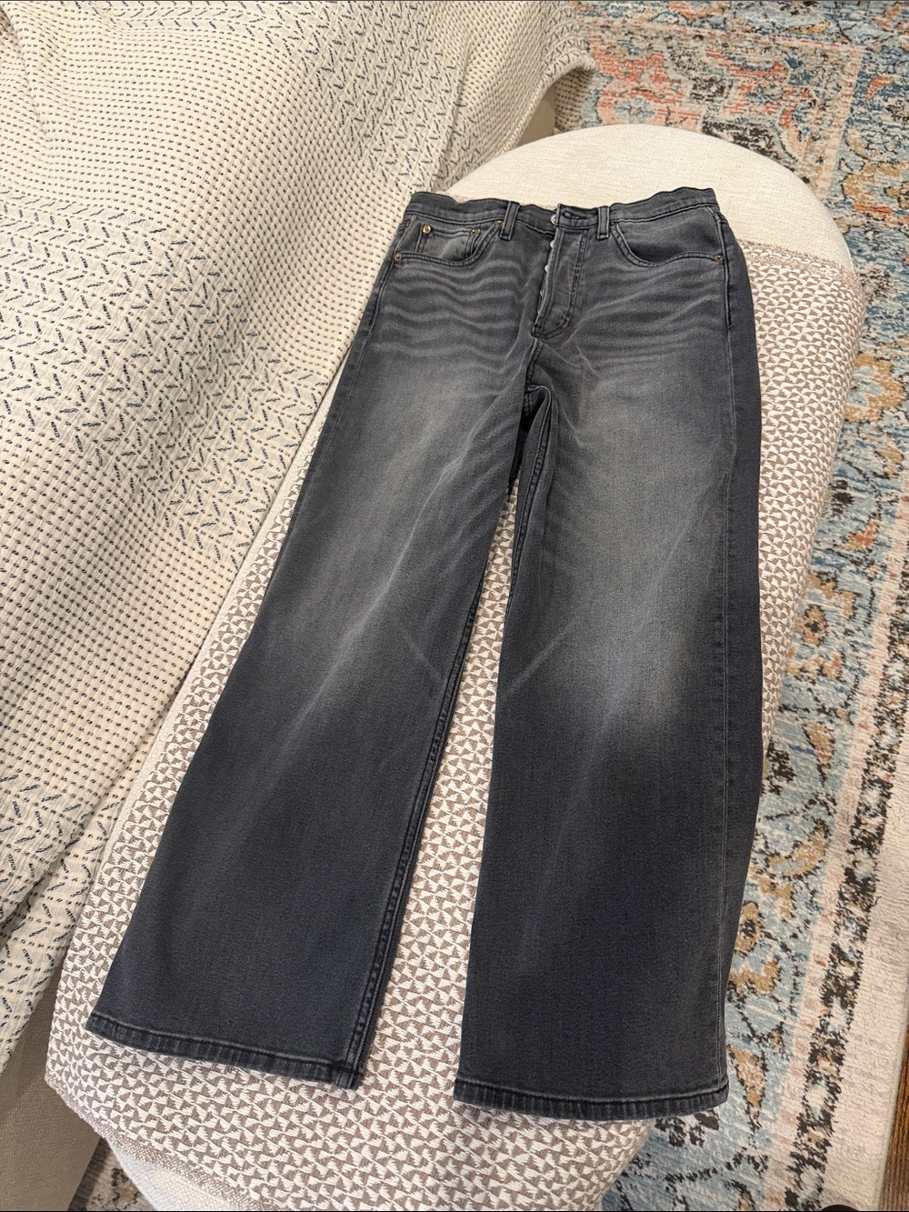 Re/Done Women’s High-Rise Wide Leg Jeans — Washed Black